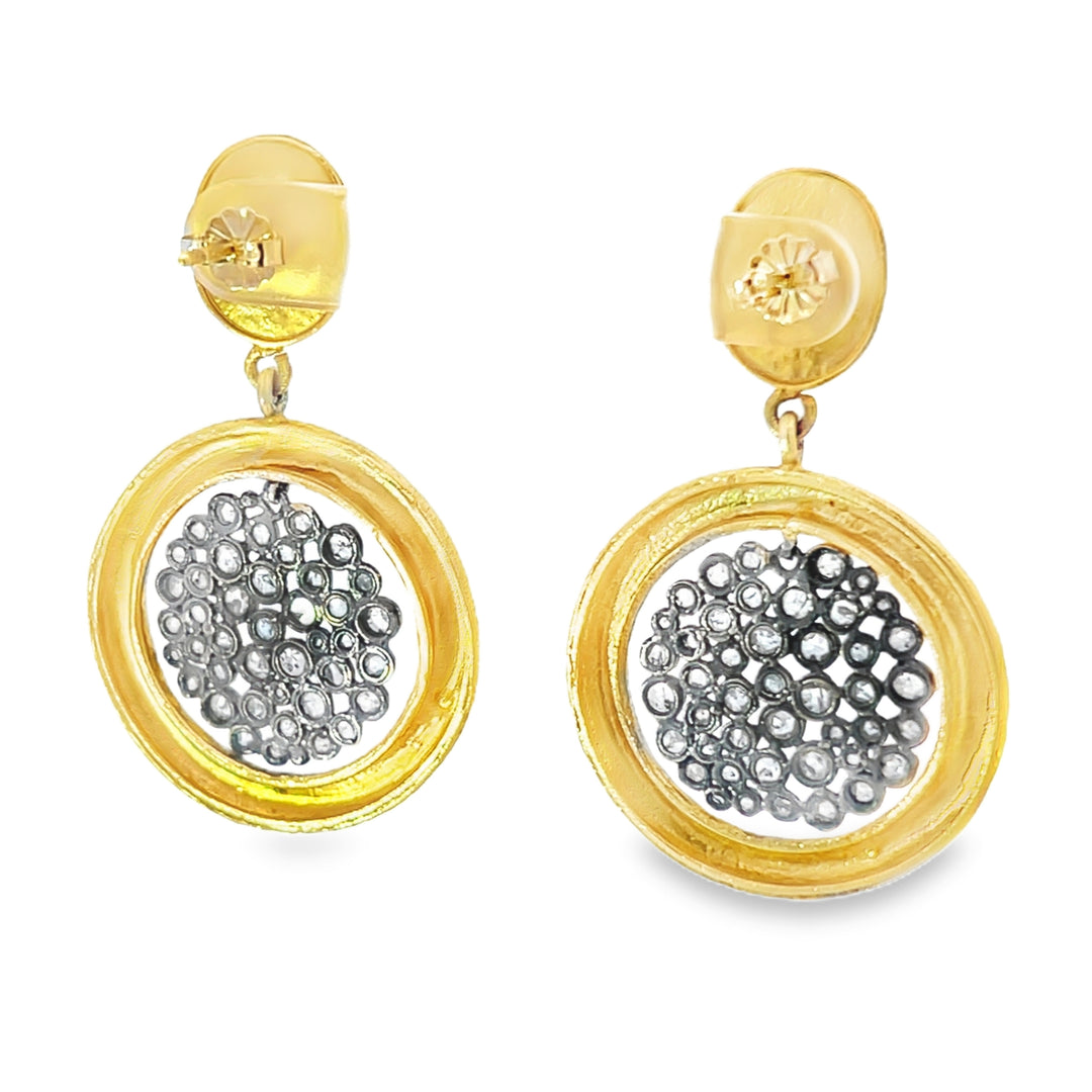 18K Yellow Gold Rose Cut Diamond Drop Earrings 3.72ctw