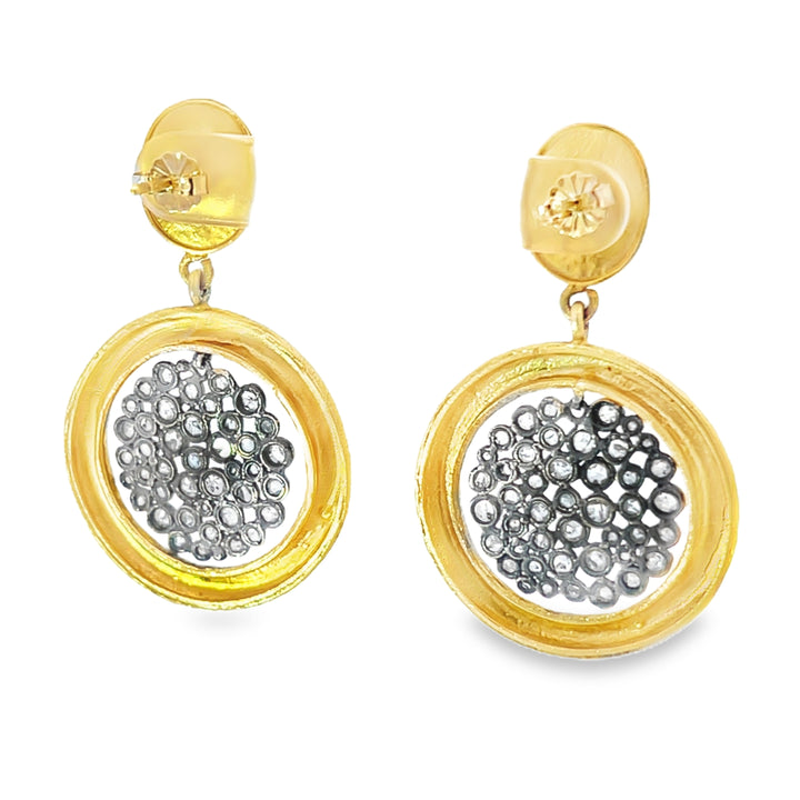 18K Yellow Gold Rose Cut Diamond Drop Earrings 3.72ctw