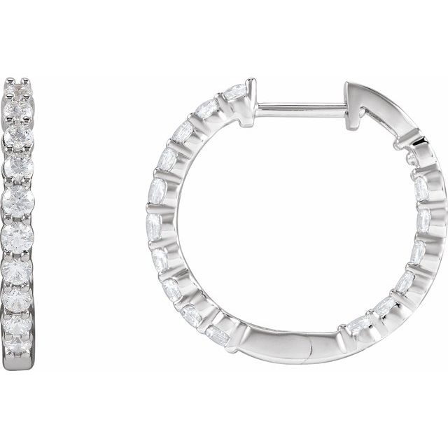 14K Gold Lab-Grown Diamond Inside-Outside Hoop Earrings - Options Available