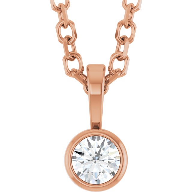 Natural Diamond Solitaire Bezel-Set Necklace - Options Available