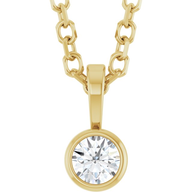 Natural Diamond Solitaire Bezel-Set Necklace - Options Available