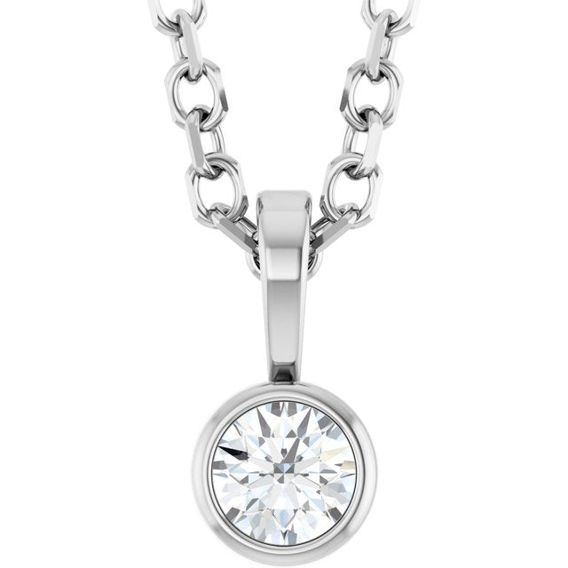 Natural Diamond Solitaire Bezel-Set Necklace - Options Available