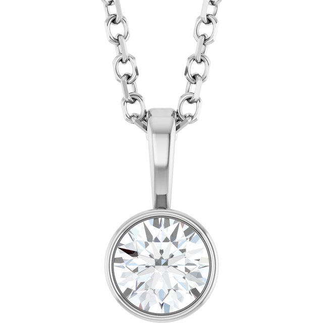 Lab-Grown Diamond Bezel-Set Necklace in 14K Gold