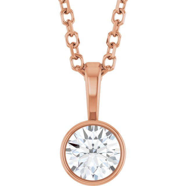 Lab-Grown Diamond Bezel-Set Necklace in 14K Gold