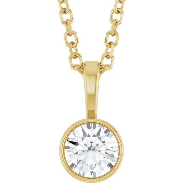 Lab-Grown Diamond Bezel-Set Necklace in 14K Gold