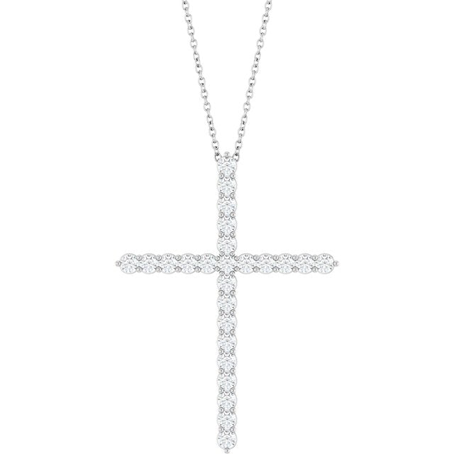 14K Gold, Sterling Silver & Platinum Diamond Cross Necklace - Options Available