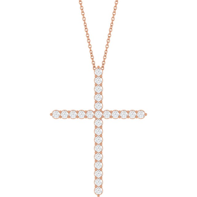 14K Gold, Sterling Silver & Platinum Diamond Cross Necklace - Options Available