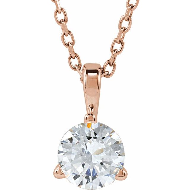 14K Gold Natural Diamond Solitaire Necklace - Options Available