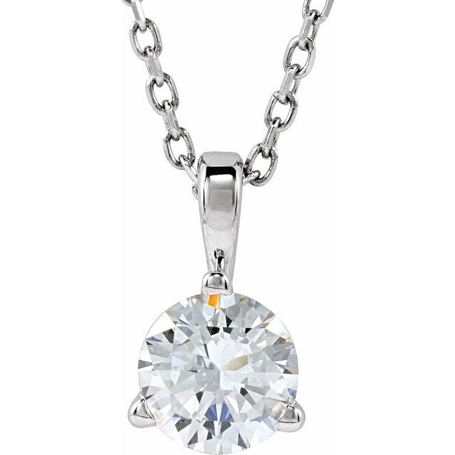 14K Gold Natural Diamond Solitaire Necklace - Options Available