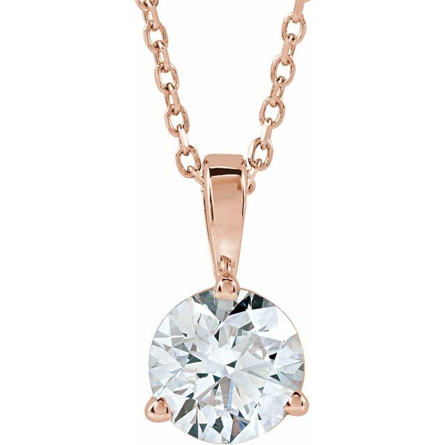 14K Gold & Platinum Solitaire Diamond Necklace - Options Available
