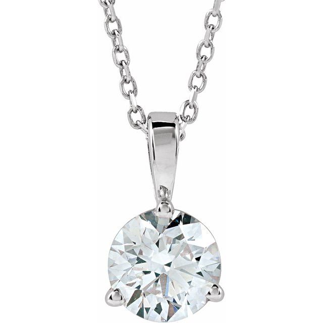 14K Gold & Platinum Solitaire Diamond Necklace - Options Available