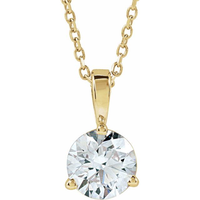 14K Gold & Platinum Solitaire Diamond Necklace - Options Available