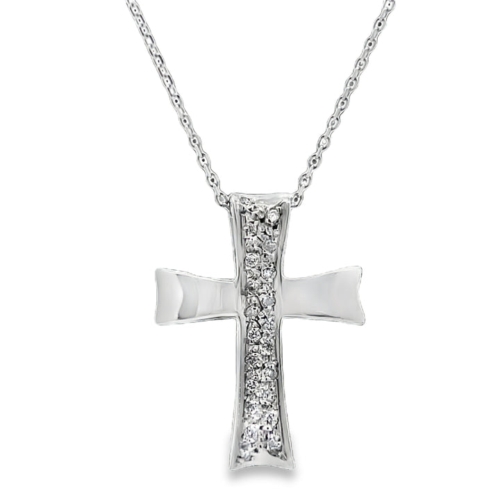 14K White Gold .20ct Diamond Cross