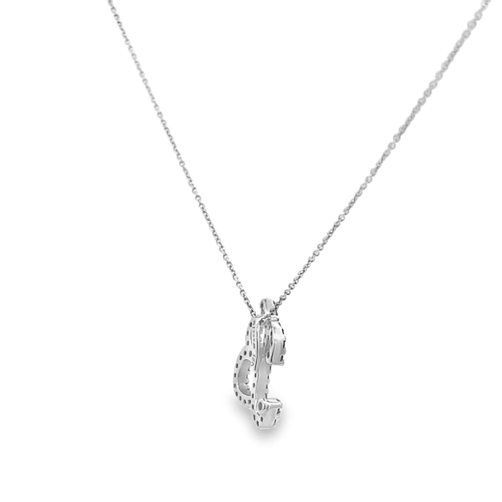 18K White Gold Round Cut Diamond "B" Initial Necklace 0.29ctw
