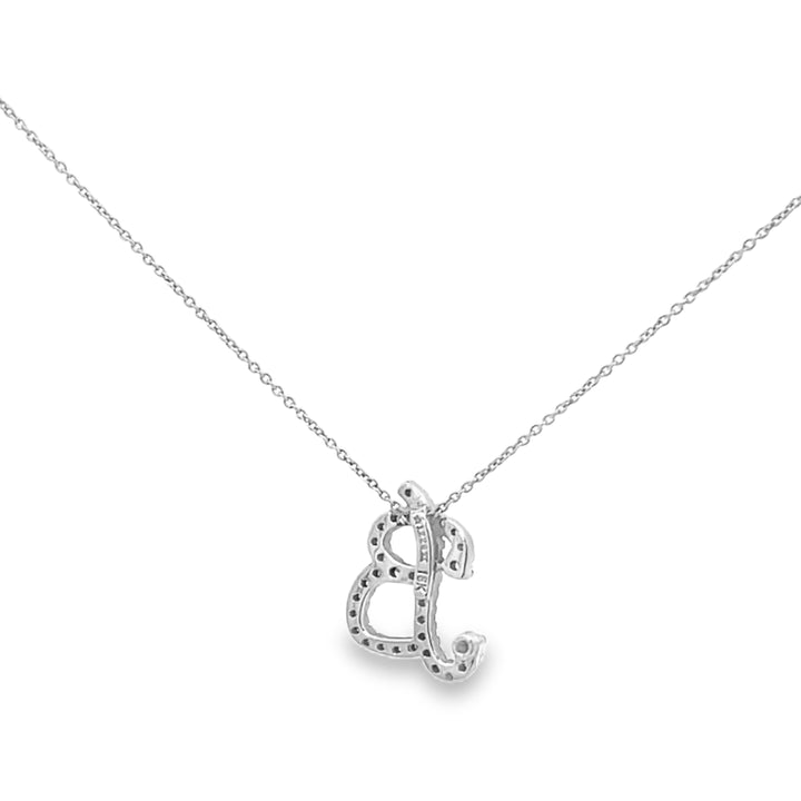 18K White Gold Round Cut Diamond "B" Initial Necklace 0.29ctw