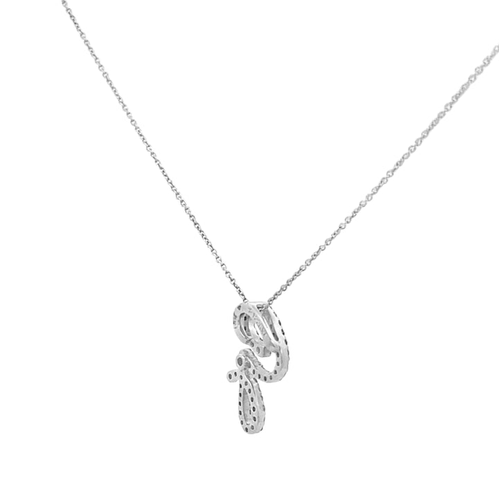 18K White Gold Round Cut Diamond "G" Initial Necklace 0.30ctw - Roberto Coin