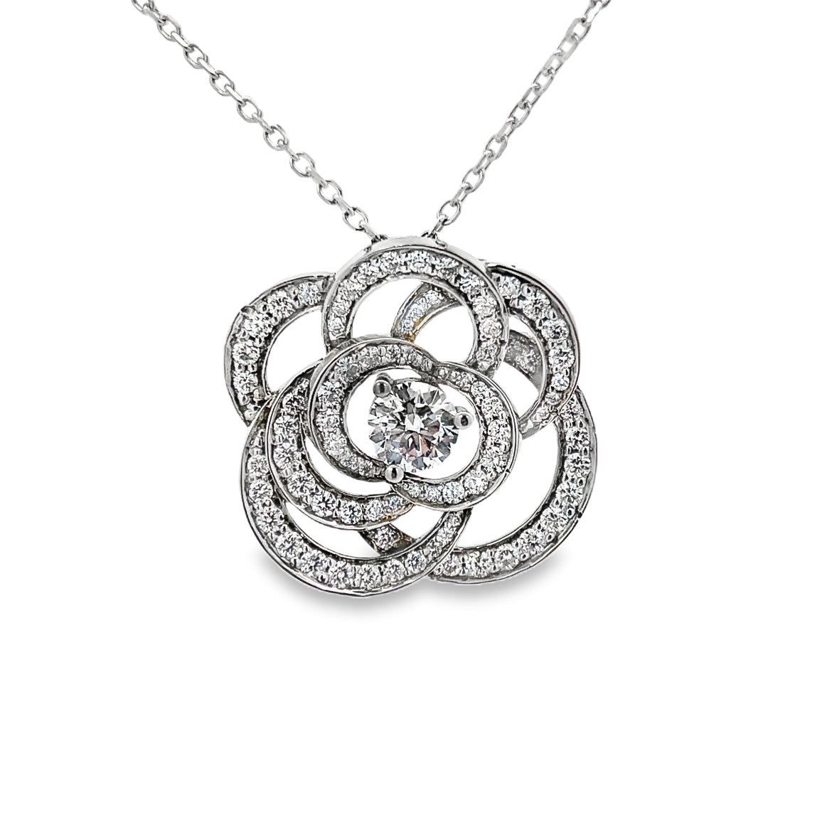 Diamond 1.52ct Flower Pendant Chanel Setting