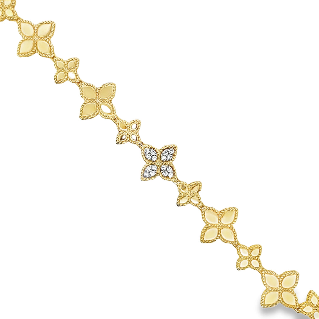 Gold Diamond Flower Station Necklace