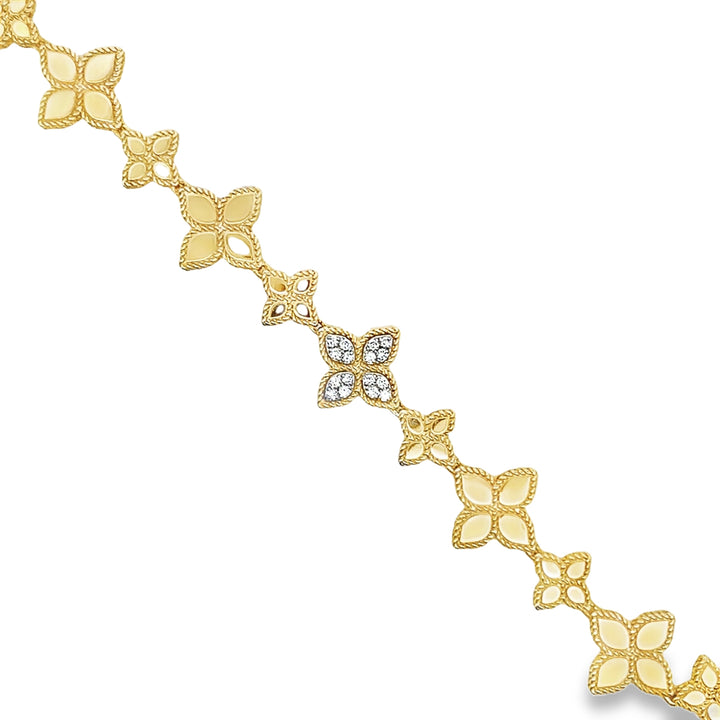 Gold Diamond Flower Station Necklace