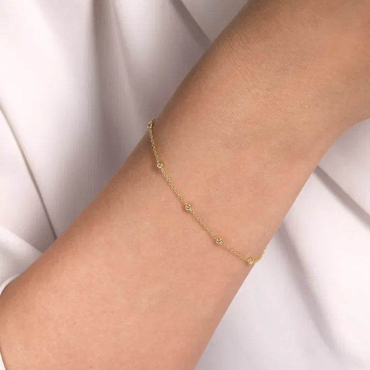 14K Yellow Gold Diamond Chain Bracelet