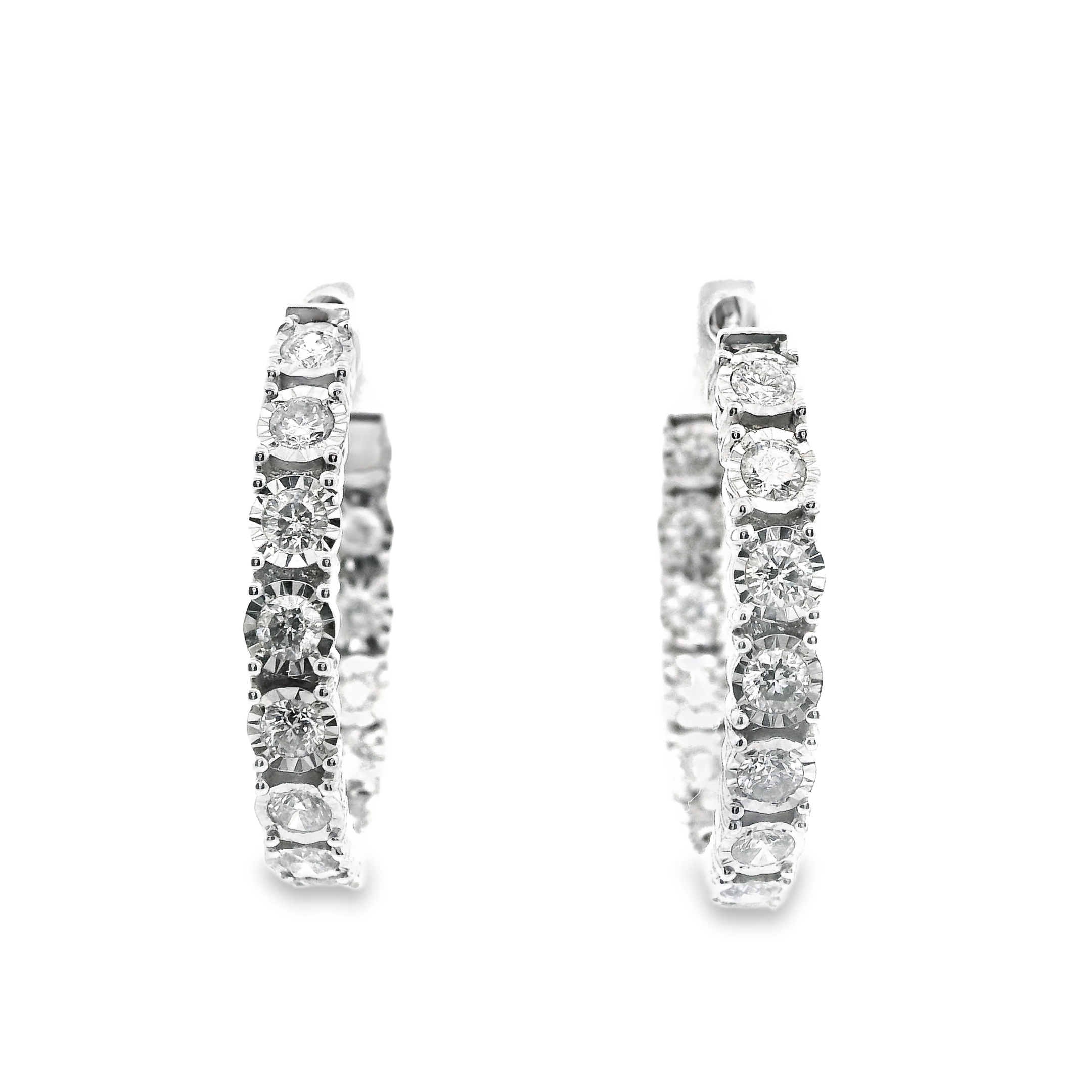 White Gold 1.50ct Miracle Setting Diamond Hoop Earrings