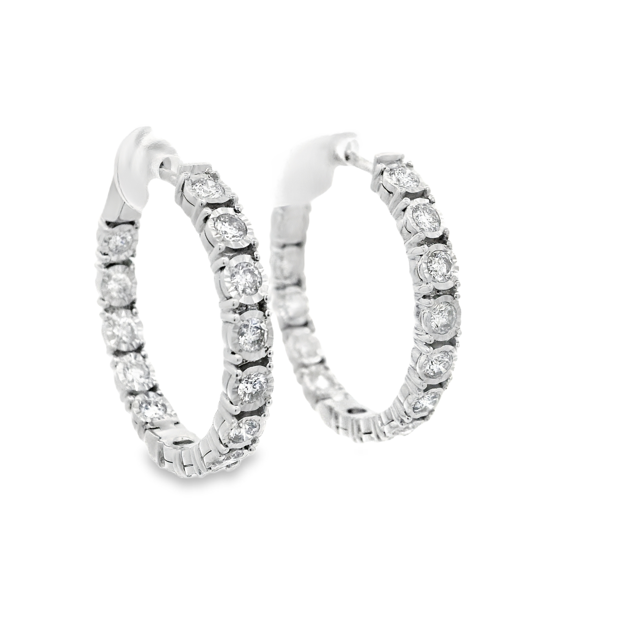 White Gold 1.50ct Miracle Setting Diamond Hoop Earrings