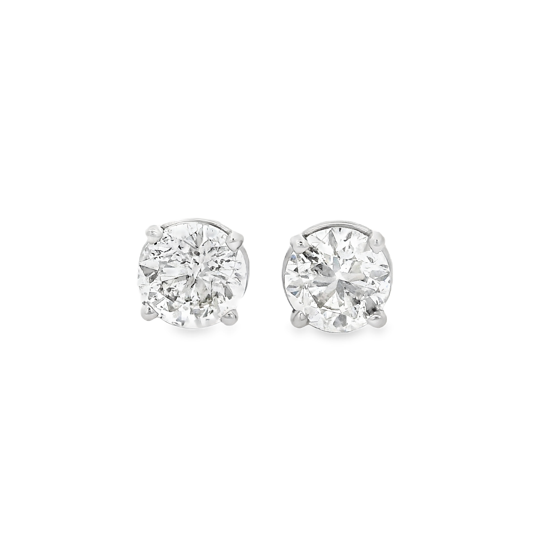 White Gold 1.40ct Round Diamond Stud Earrings