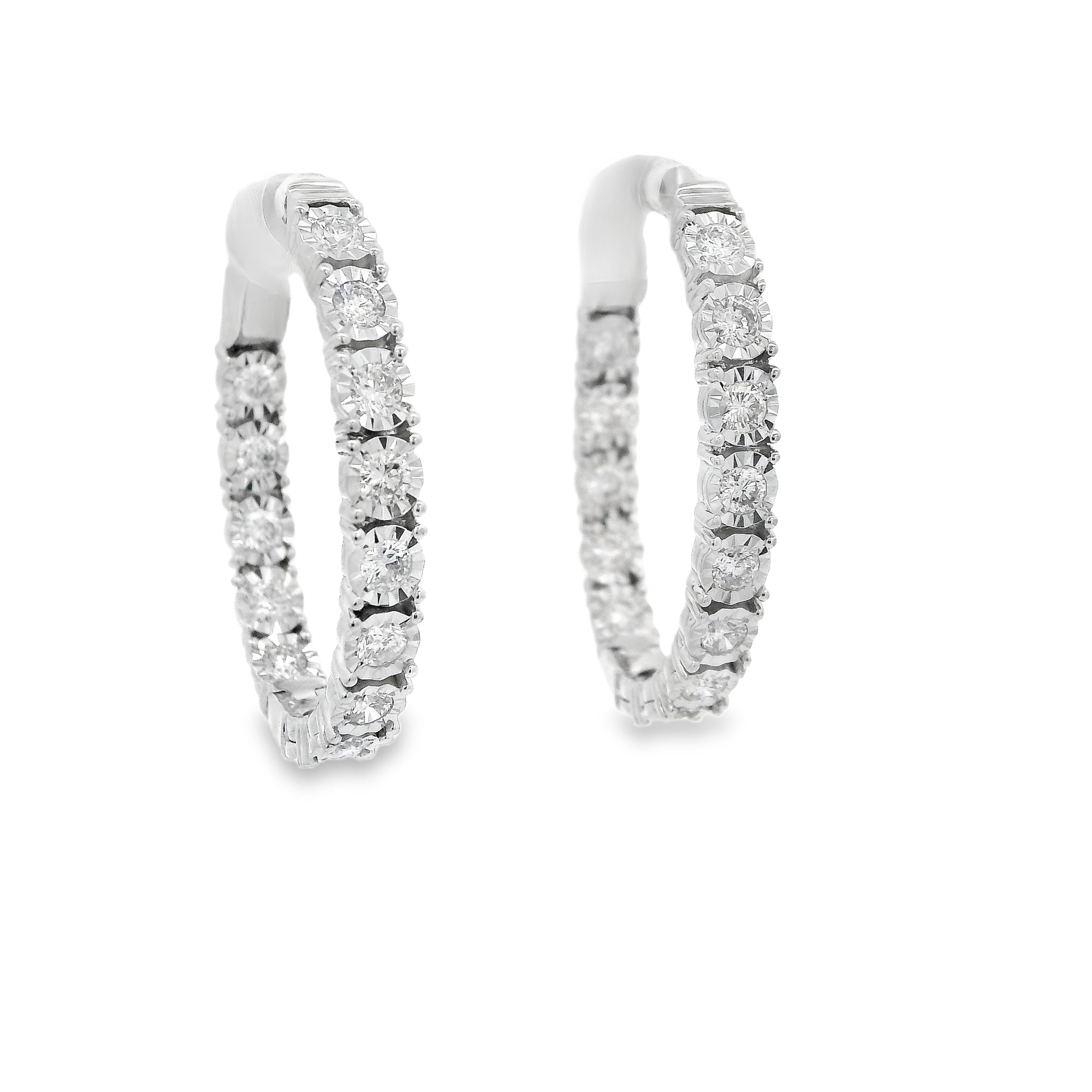 White Gold 1.03ct Diamond Miracle Setting Hoops