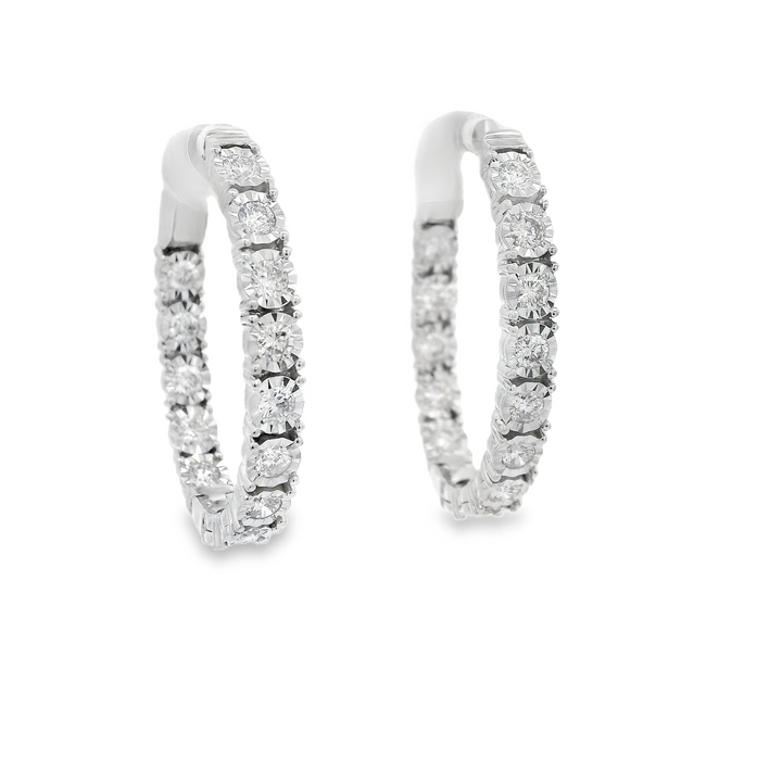 White Gold 1.03ct Diamond Miracle Setting Hoops