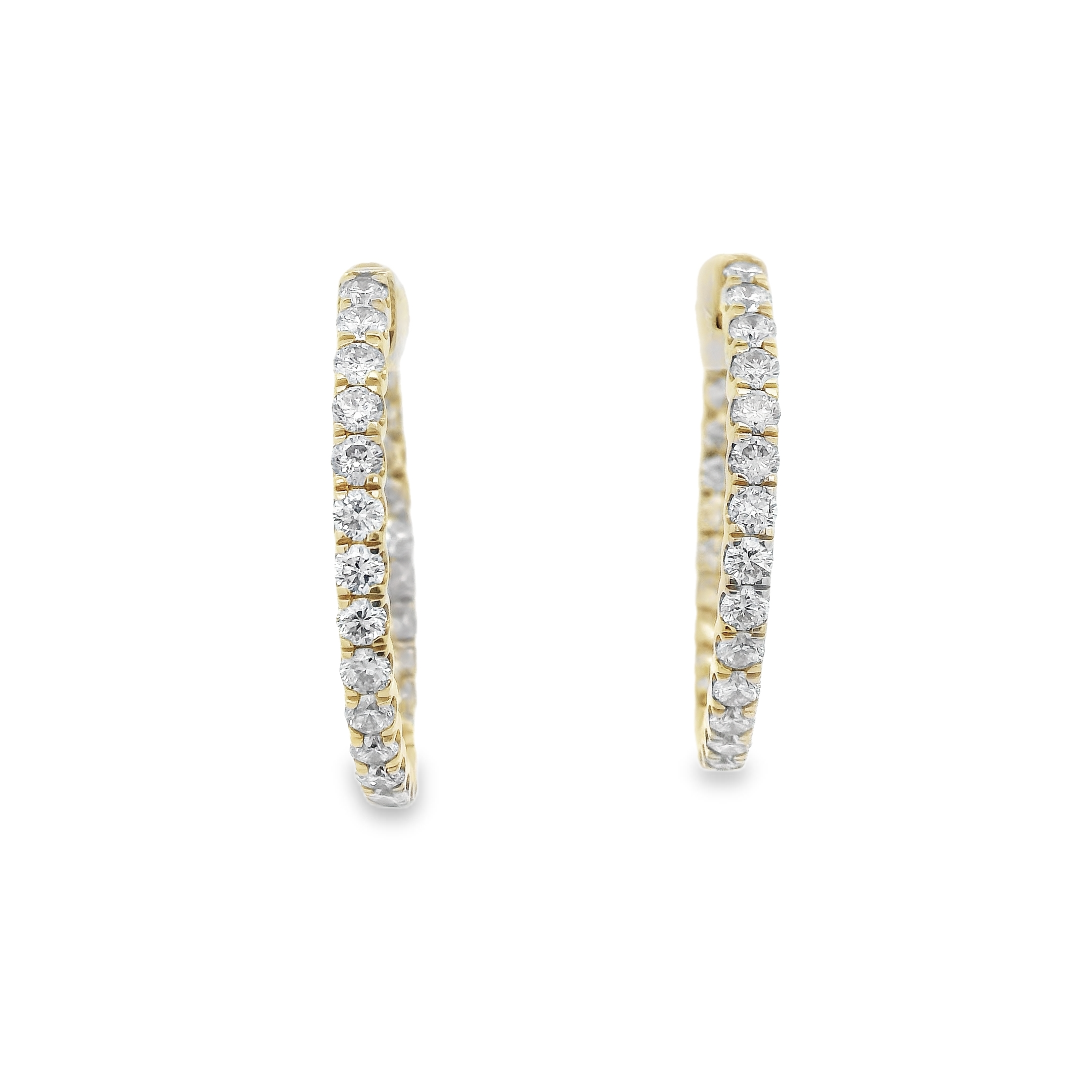 Yellow Gold 1.96ct Diamond Hoop Earrings