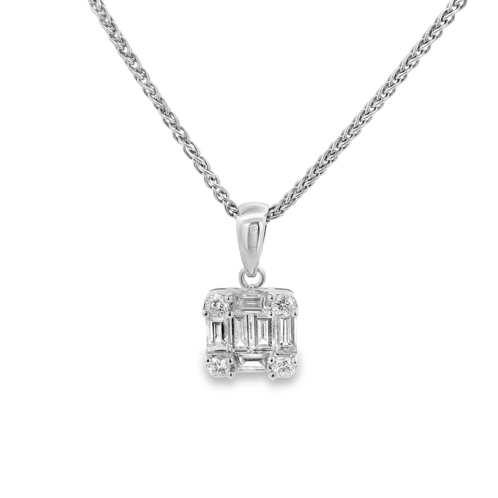 White Gold .61ct Square Pendant