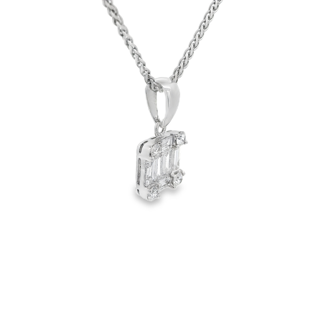 White Gold .61ct Square Pendant