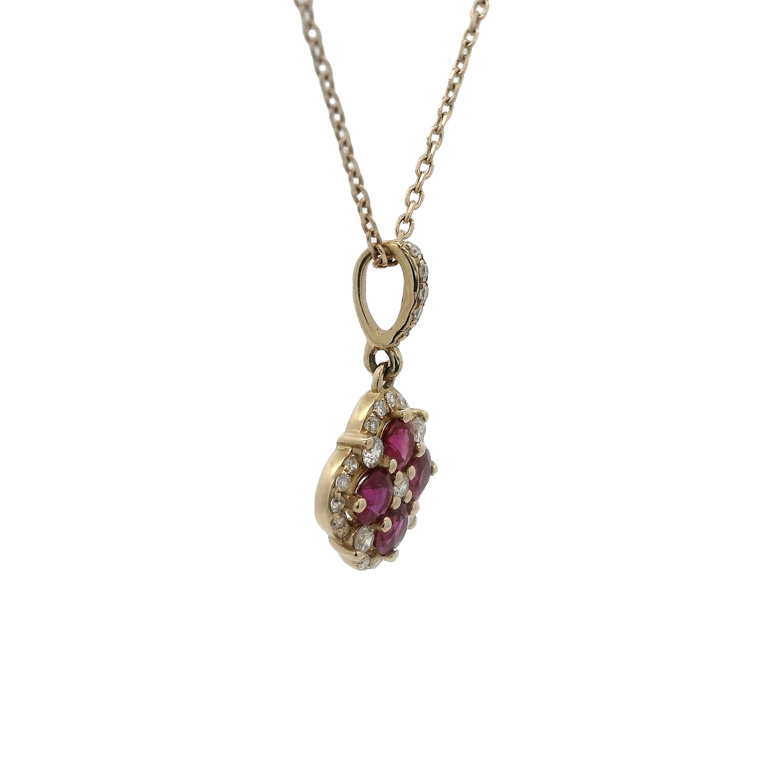 Flower Ruby and Diamond Pendant