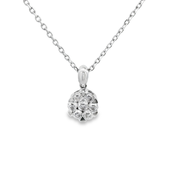 White Gold .25ct Cluster Diamond Pendant