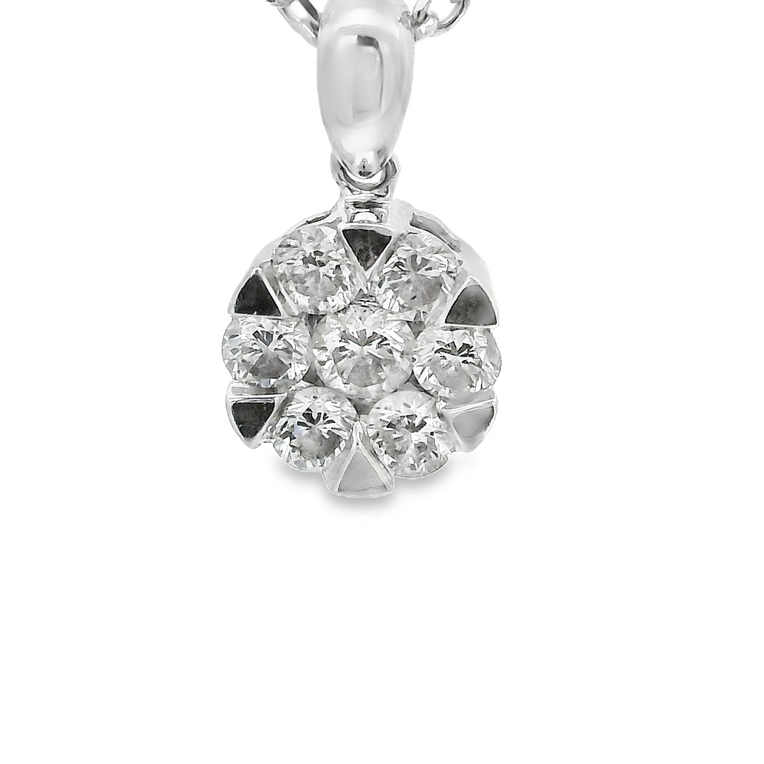 White Gold .25ct Cluster Diamond Pendant