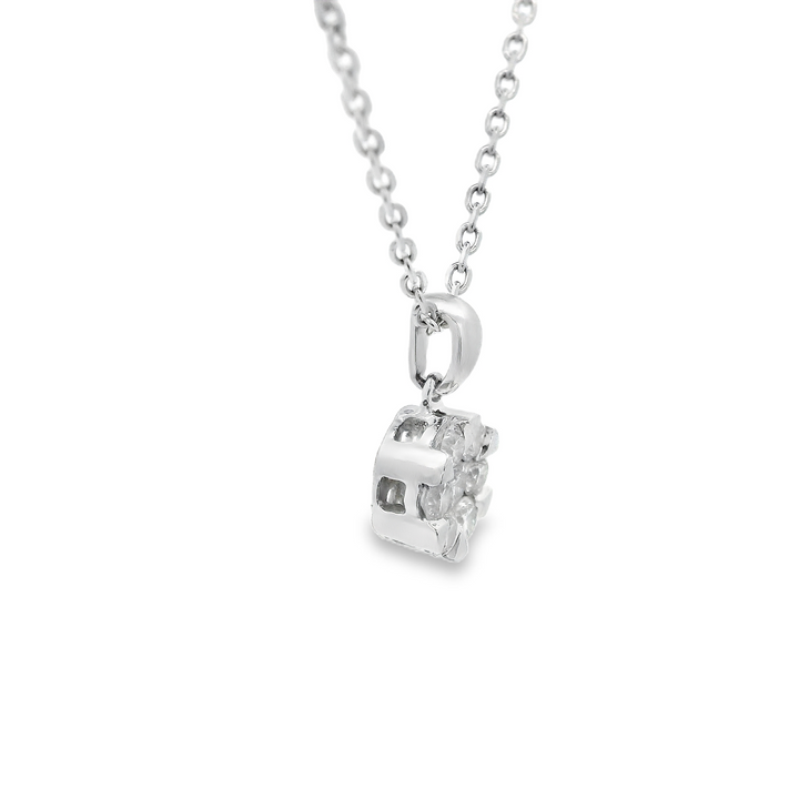 White Gold .25ct Cluster Diamond Pendant