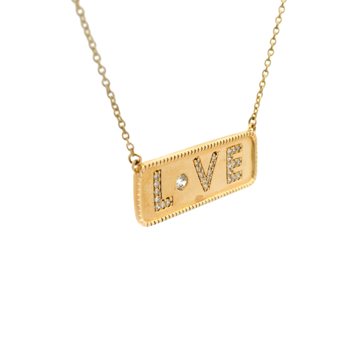 Gold LOVE Diamond Bar Necklace