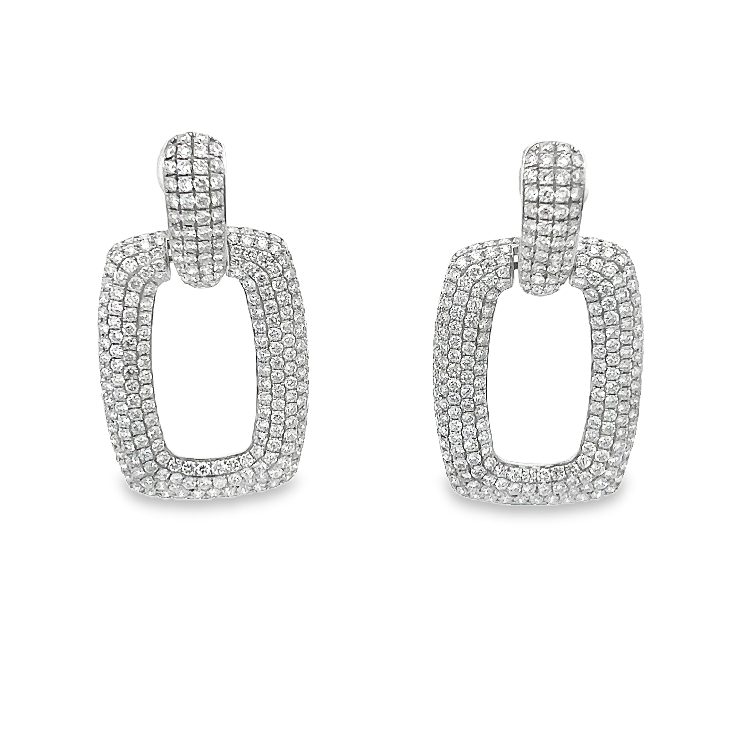 White Gold 6.52ct Round Diamond Pave Earrings