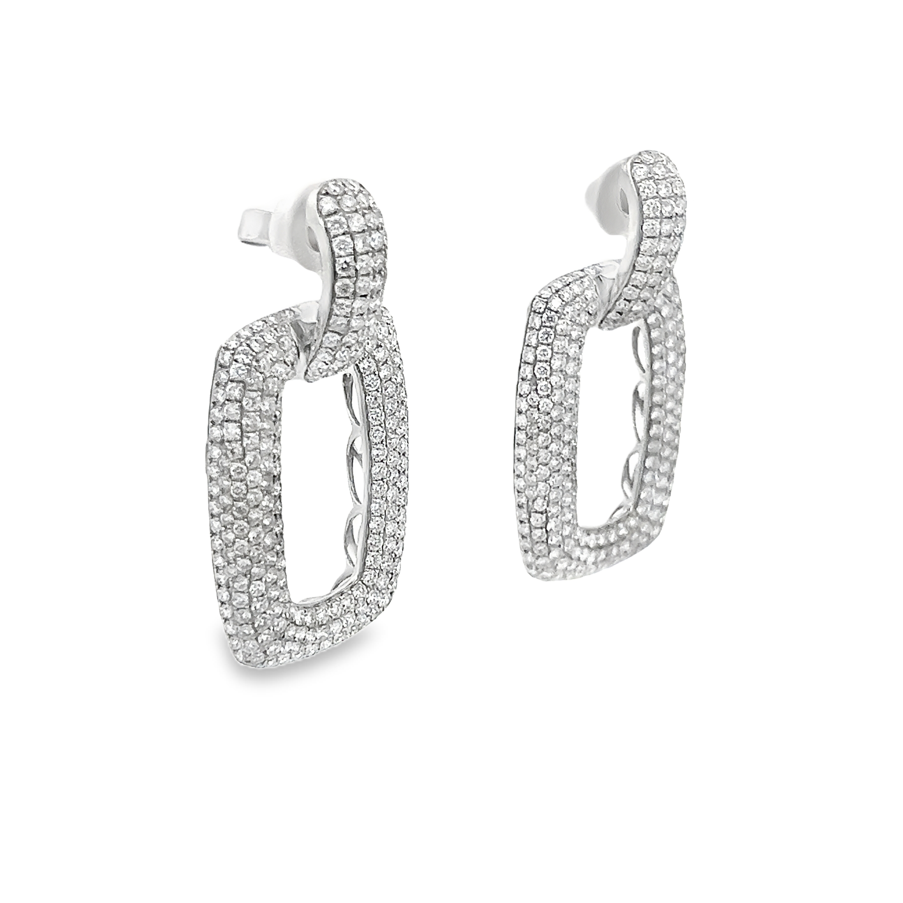 White Gold 6.52ct Round Diamond Pave Earrings