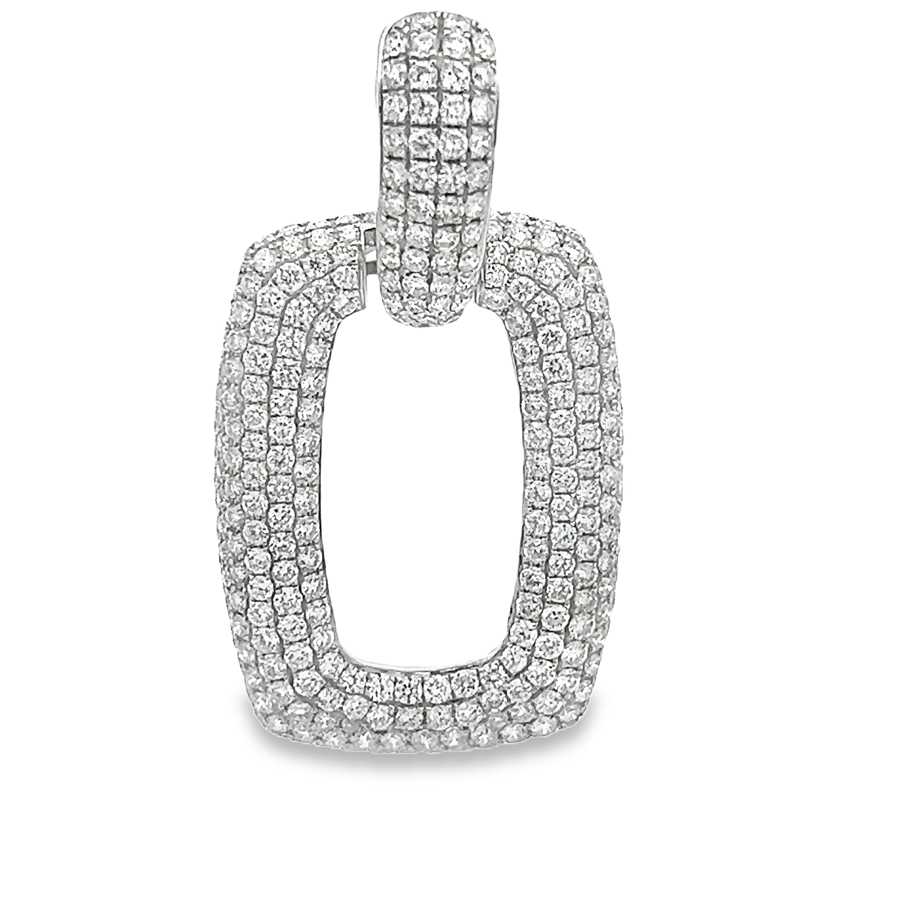 White Gold 6.52ct Round Diamond Pave Earrings