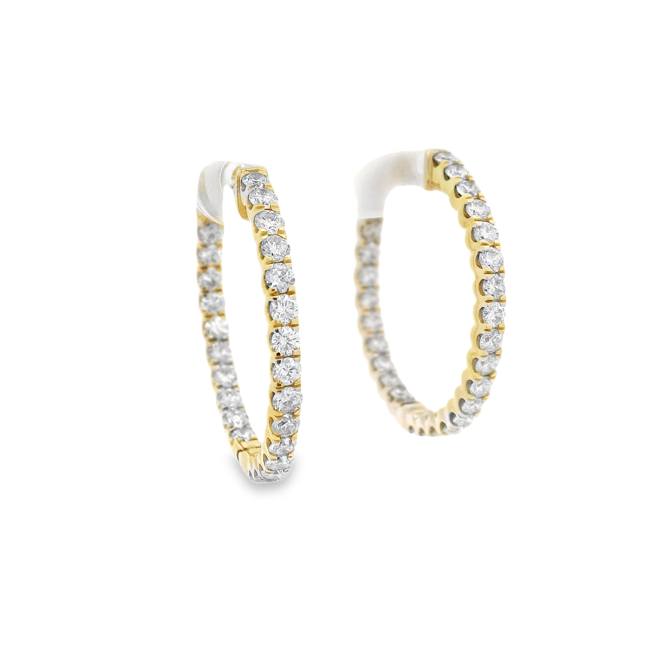 Yellow Gold 1.96ct Diamond Hoop Earrings