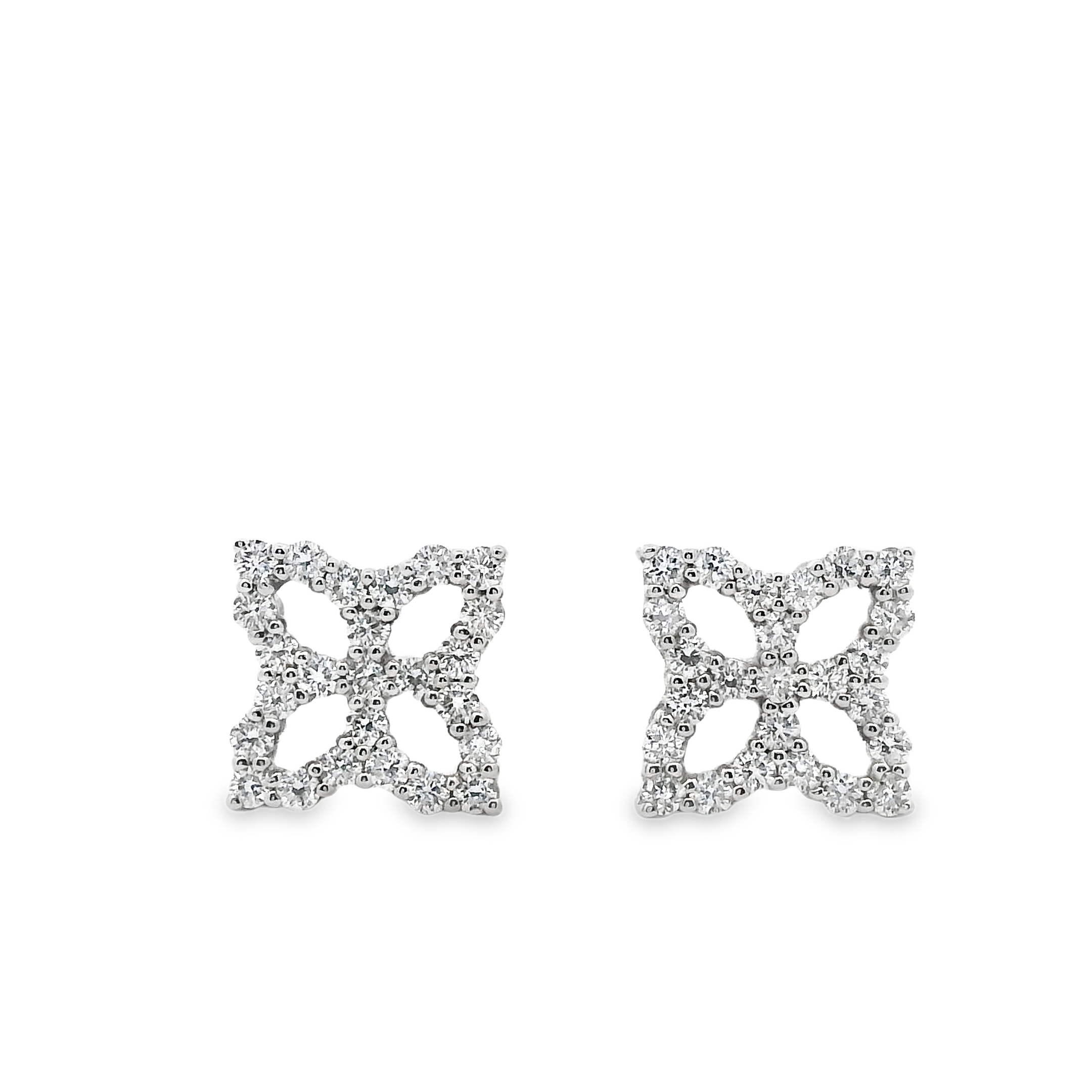 White Gold .32ctw Diamond Princess Flower Earrings