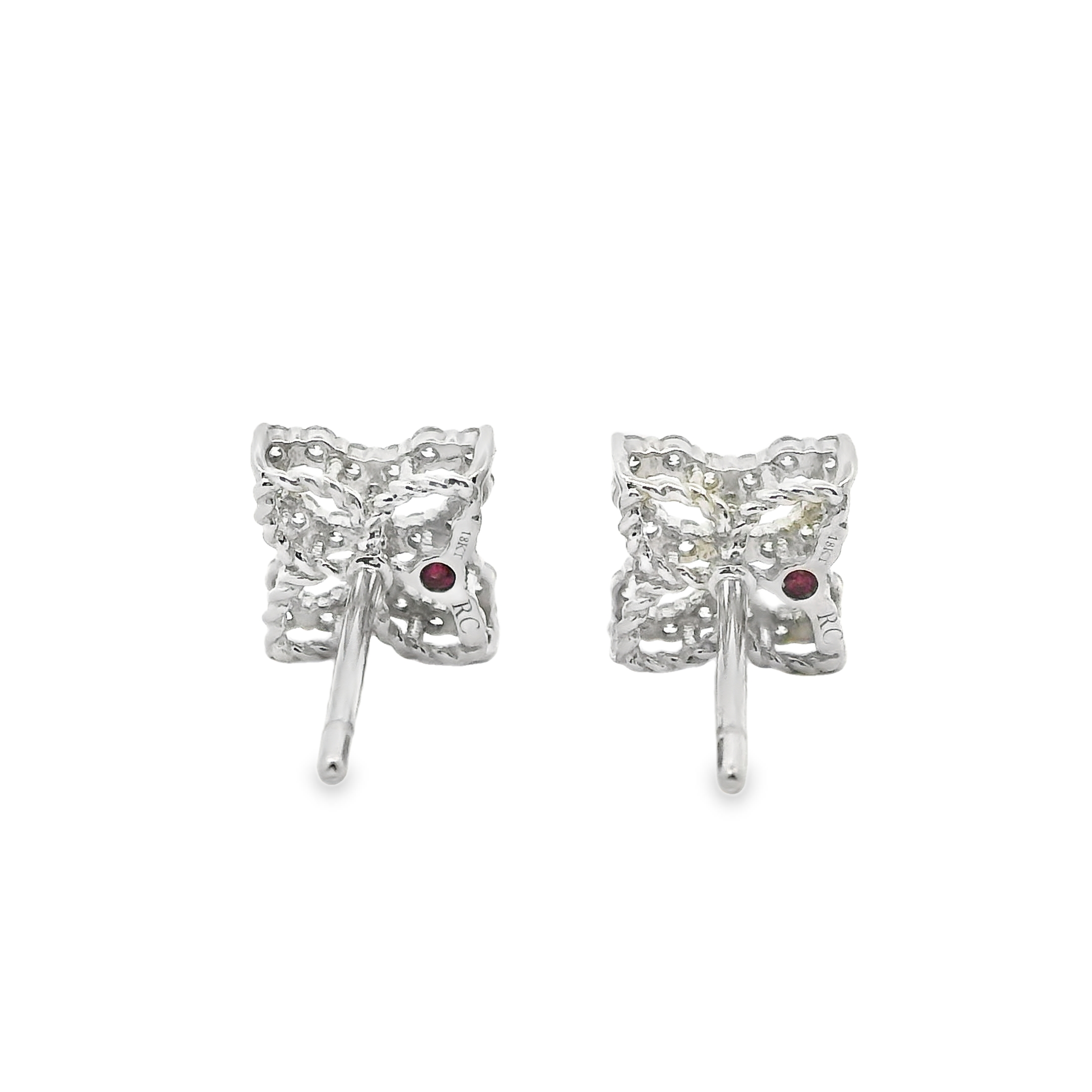 White Gold .32ctw Diamond Princess Flower Earrings