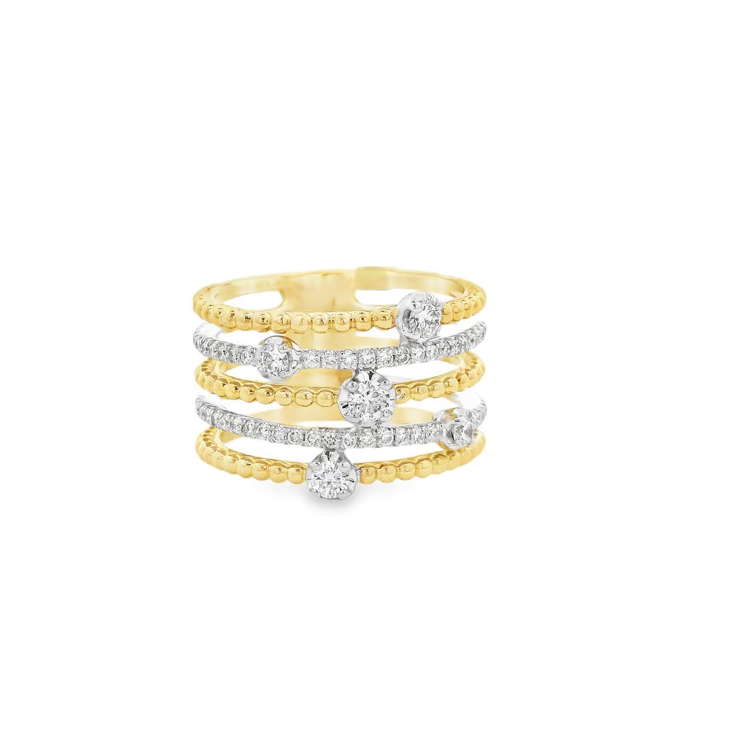 Diamond Five Row Ring