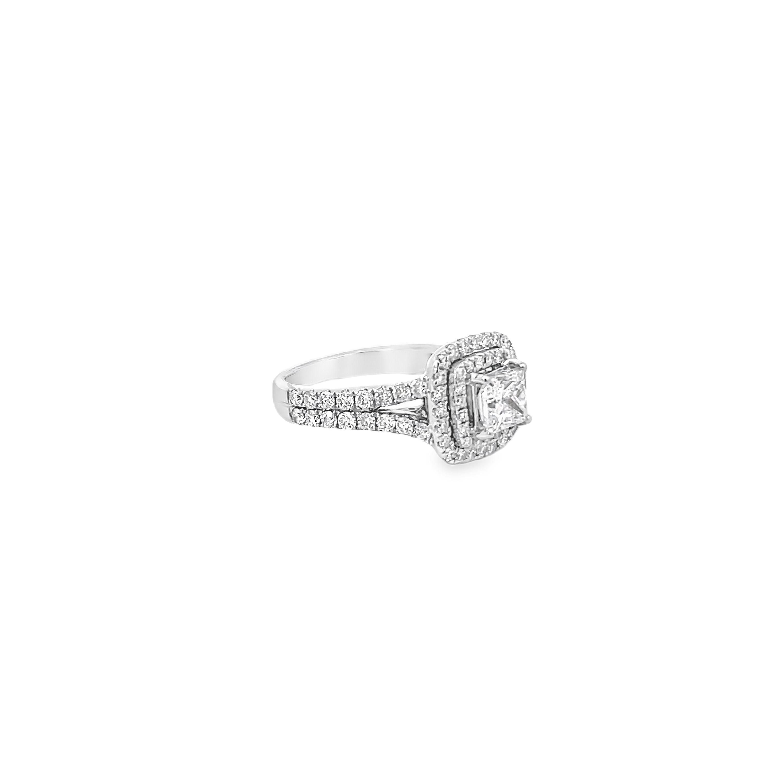 White Gold Princess 2.00 Carats Halo Style Ring