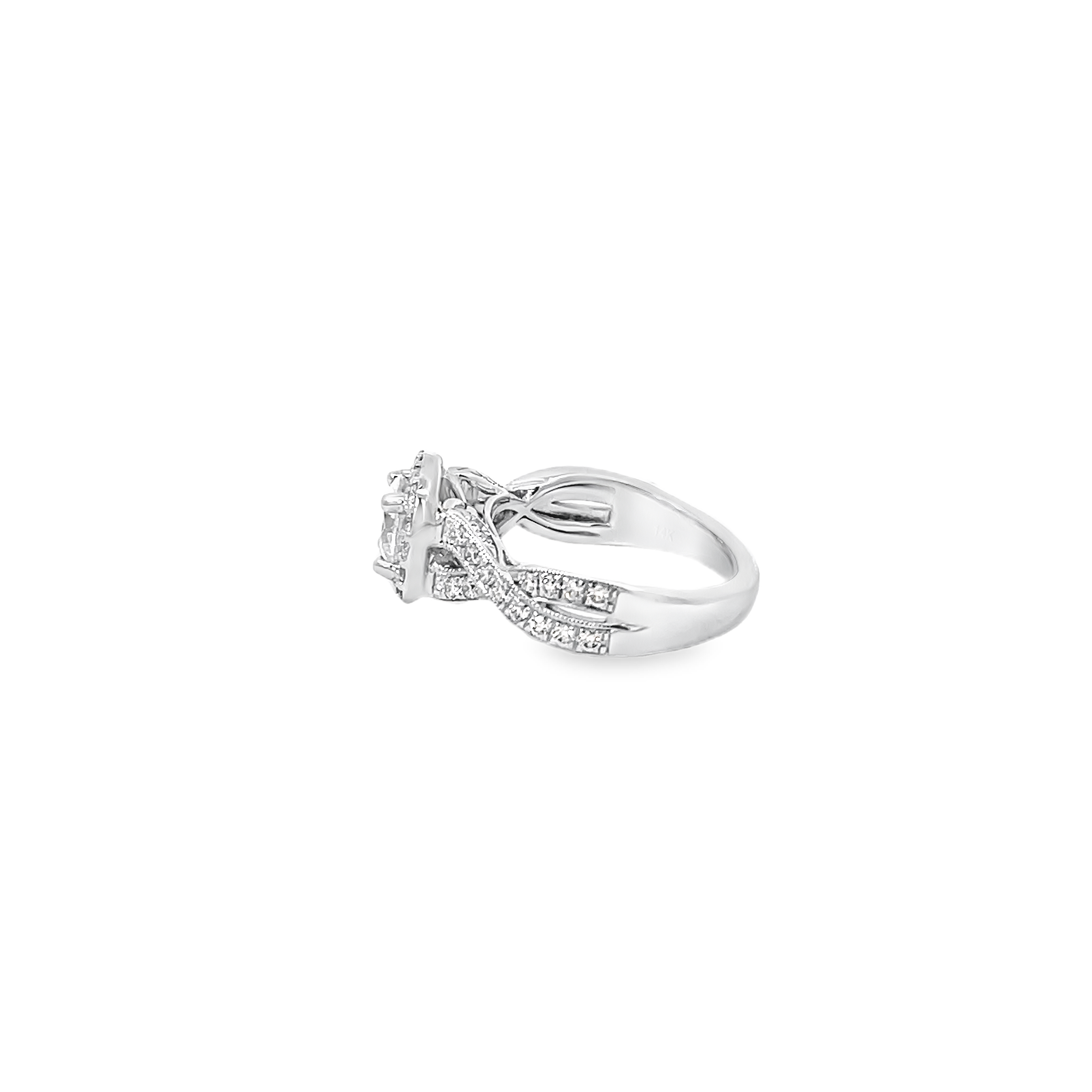 White Gold Halo Style Round Center 1.70 Carats