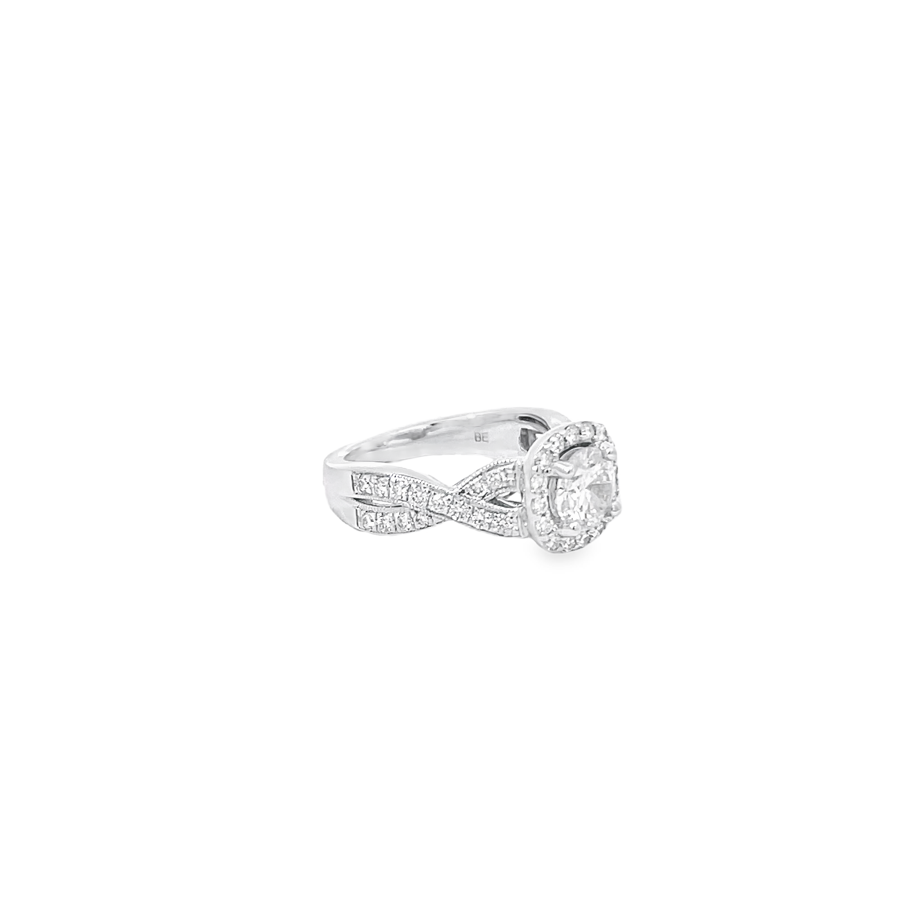 White Gold Halo Style Round Center 1.70 Carats