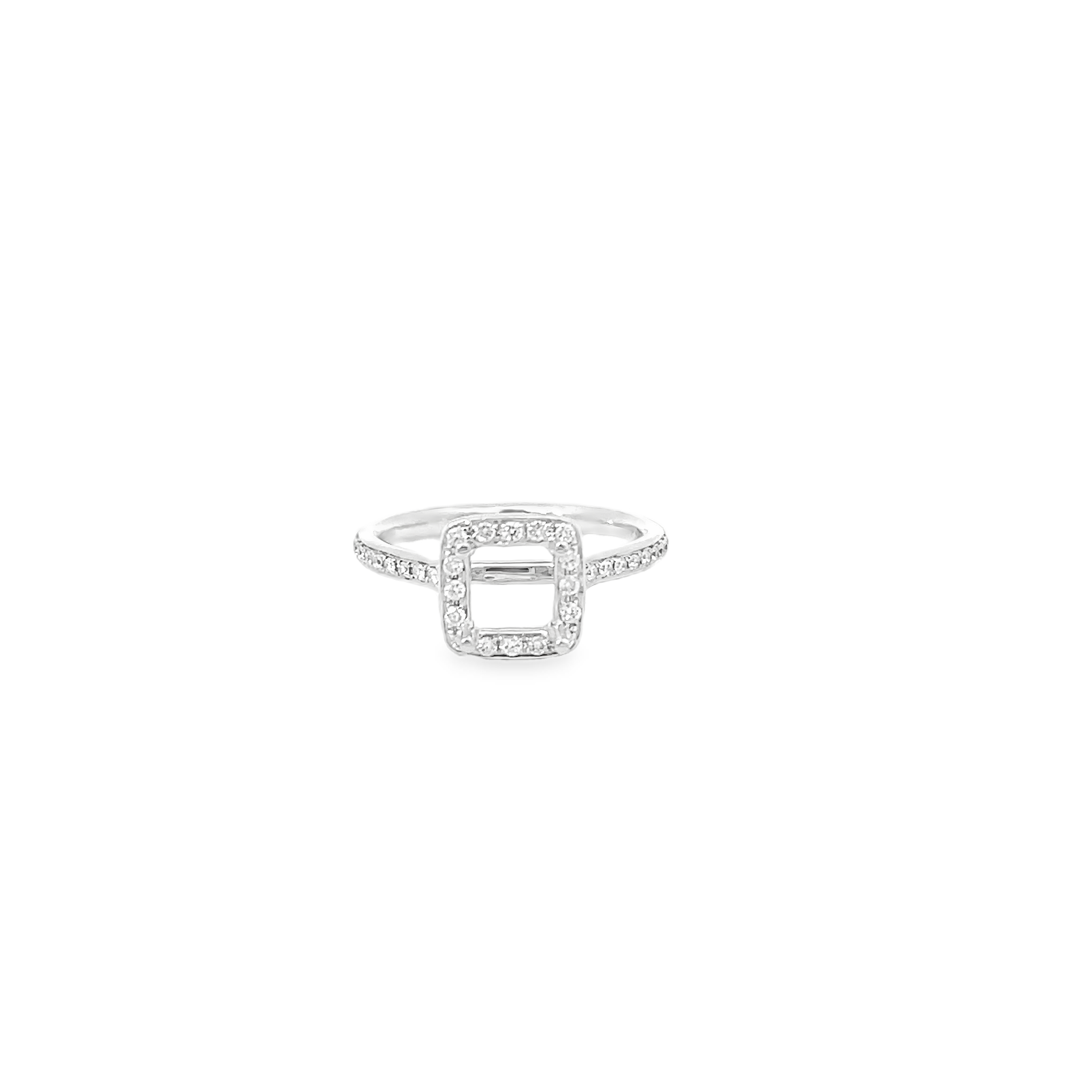 White Gold Halo Style Diamond Semi Mounting Ring