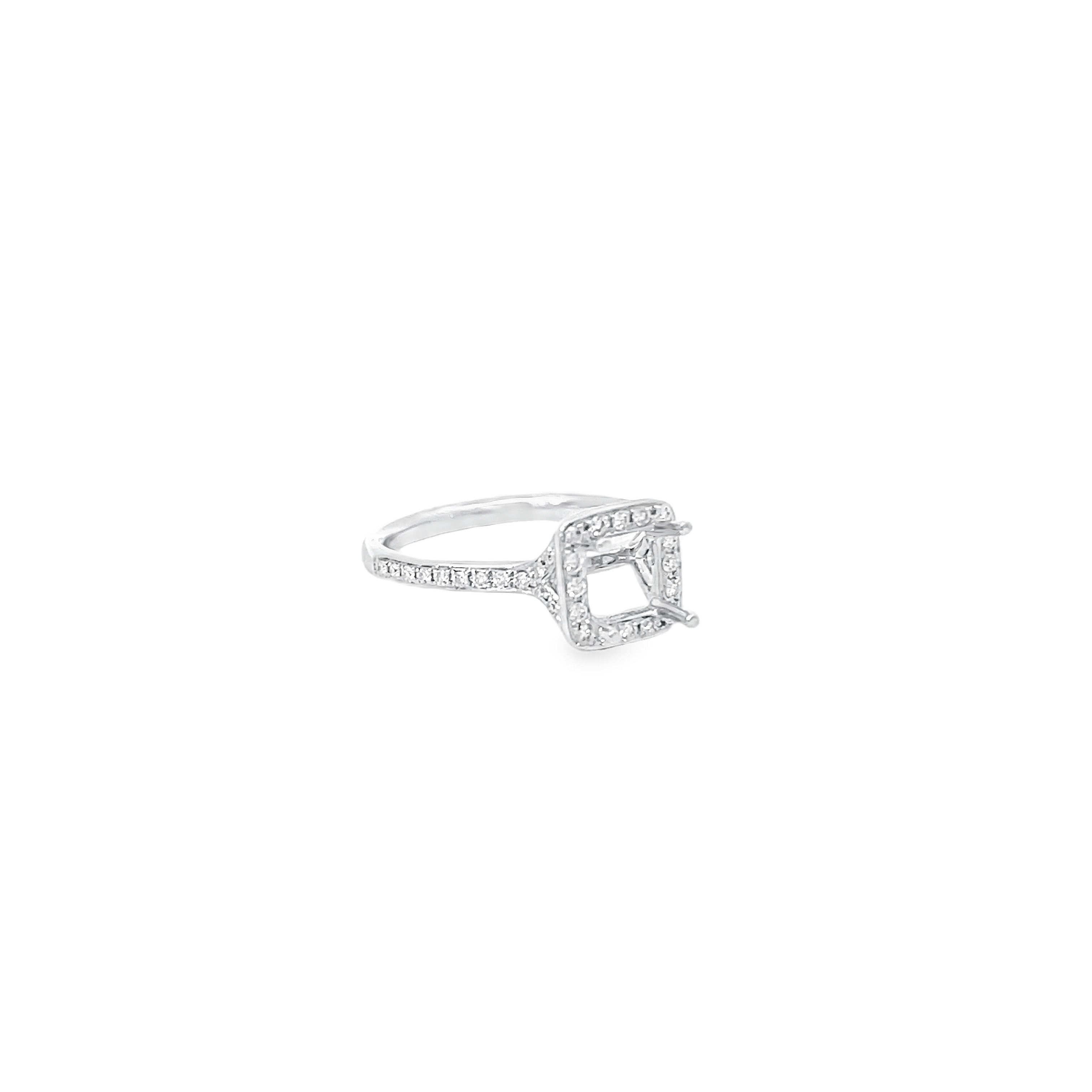 White Gold Halo Style Diamond Semi Mounting Ring