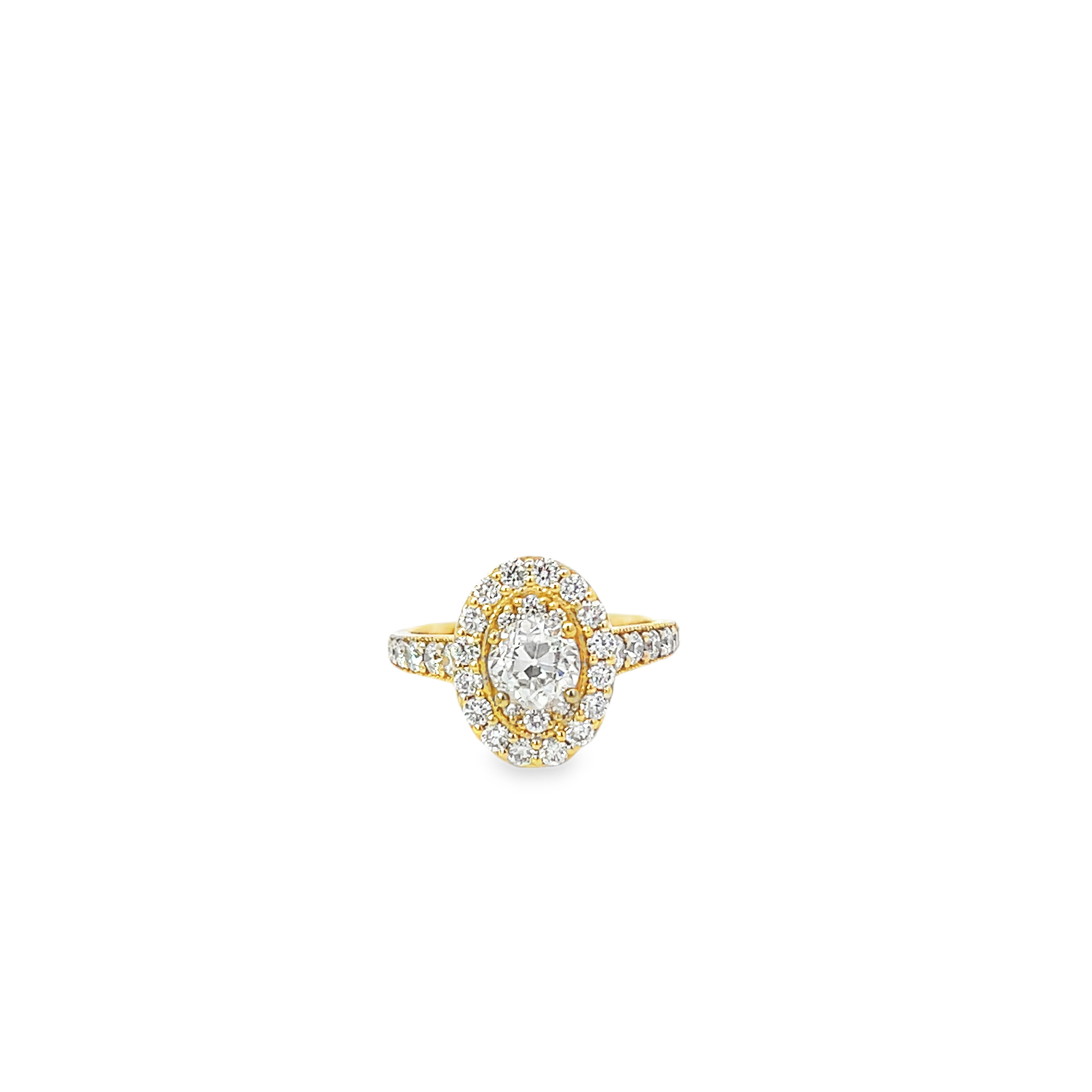 Yellow Gold Halo Style Ring 1.44 Carats